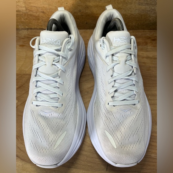 Hoka One One Bondi 8 REFLECTIVE Mens Size 10 Running Shoes Sneakers White - Picture 3 of 12